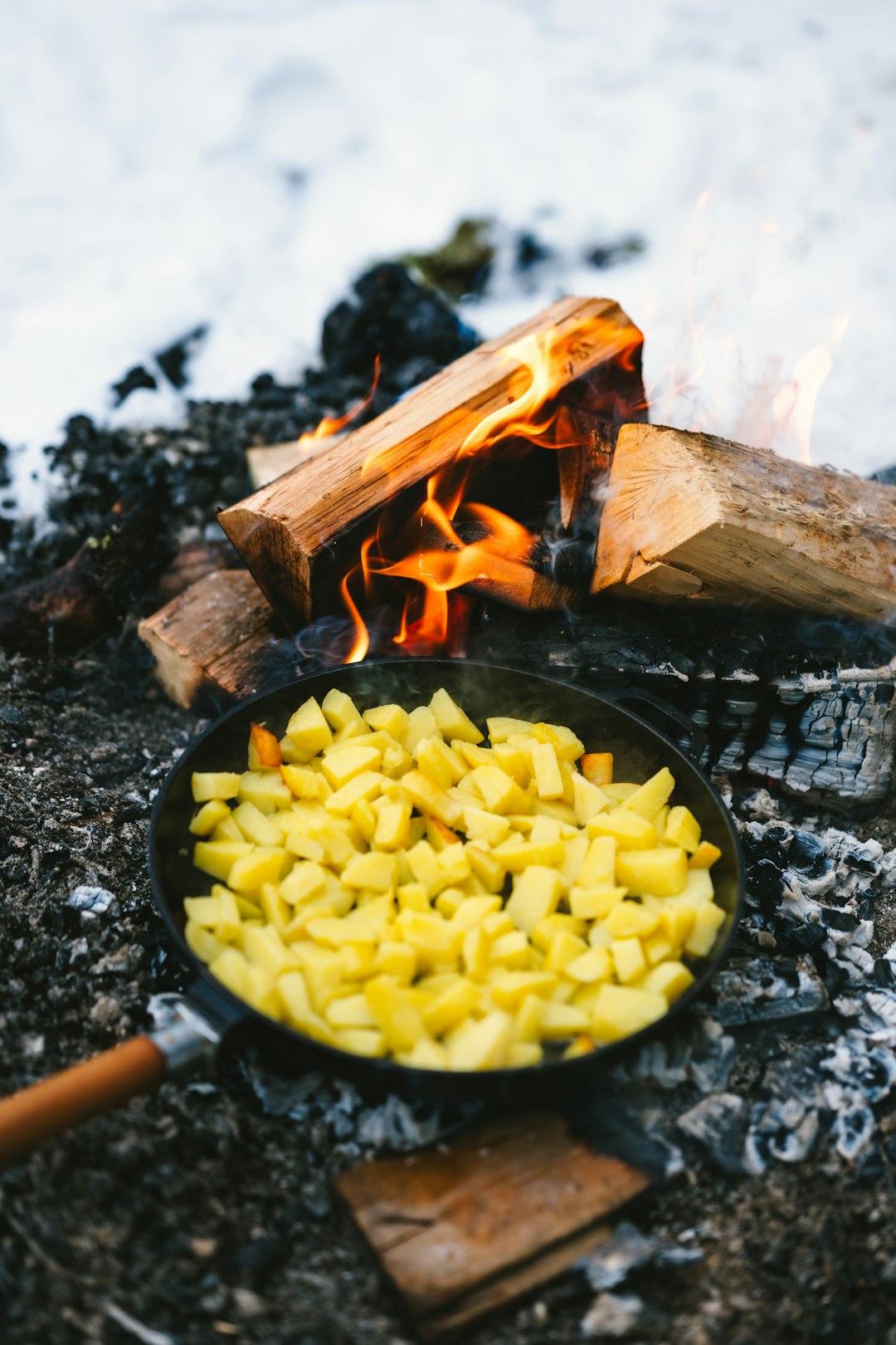 diced-potatoes-cooking-in-a-pan-over-a-campfire-xgphe0yci60